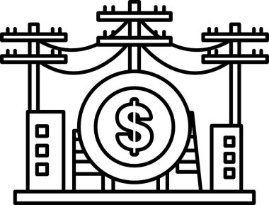 Bozuk paranın üzerine bir dolar işareti çizilmiş. Dolar işareti tel örgü ve elektrik hattıyla çevrili. Elektrik ve güç kavramının yanı sıra paranın değeri.