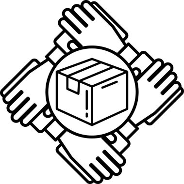 Dört elin bir kutuyu tuttuğu siyah beyaz bir görüntü. Kutu ellerle çevrili ve görüntü birlik ve takım çalışması hissi veriyor.