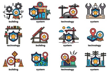 Resim, farklı dişli ve sembollerden oluşan bir kolleksiyondur.
