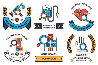 Ortasında büyüteç olan bir dizi sağlık kartı.