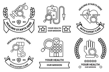 Ortasında büyüteç olan bir dizi sağlık kartı.