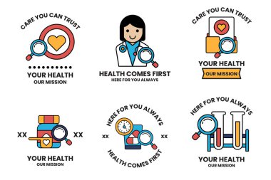 Ortasında büyüteç olan bir dizi sağlık kartı.