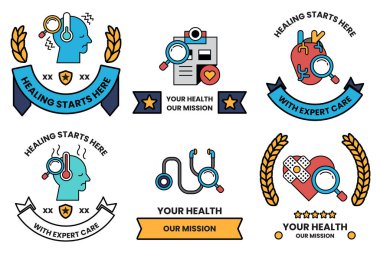 Ortasında büyüteç olan bir dizi sağlık kartı.