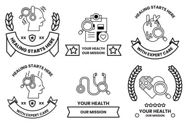 Ortasında büyüteç olan bir dizi sağlık kartı.