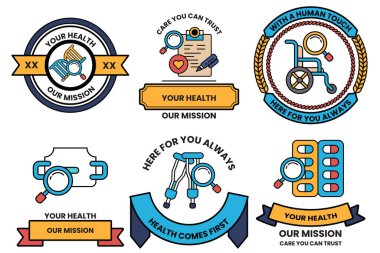 Ortasında büyüteç olan bir dizi sağlık kartı.