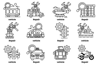 Araç konseptinde bir dizi çizim ve sanat tarzında onarım