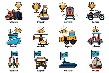 Araç ve ödül kavramında bir dizi çizim stili.