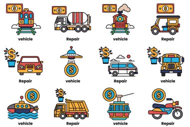 Araç ve ödül kavramında bir dizi çizim stili.