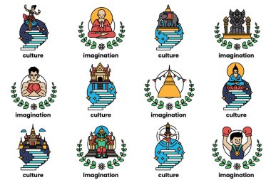 Sırada Asya kültürü kavramının bir dizi çizimi