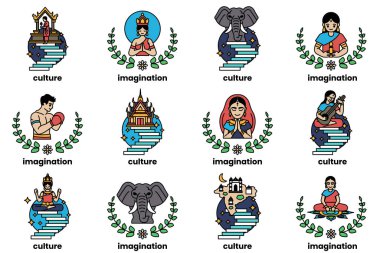 Sırada Asya kültürü kavramının bir dizi çizimi