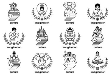 Sırada Asya kültürü kavramının bir dizi çizimi