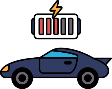 Pili olan bir araba. Şarj edildi ve gitmeye hazır.