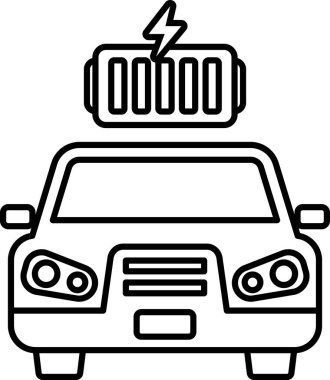 Üstünde pil olan bir araba. Şarj edildi ve gitmeye hazır.