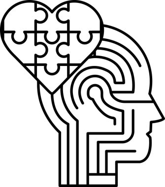 Ortasında kalp olan bir yapboz parçası. Yapboz parçası beyin için bir metafordur ve kalp de sevgi ve duygunun sembolüdür. Görüntü, beynin karmaşık olduğu fikrini aktarmak içindir.