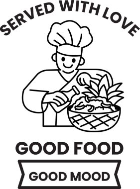 Bir şef yüzünde bir gülümsemeyle yemek servisi yapıyor. Mutluluk ve sıcaklık kavramı