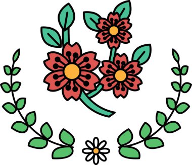 Yapraklı bir çiçeğin siyah beyaz çizimi. Çiçek yapraklarla çevrilidir ve bir sapı vardır. Basitlik ve zarafet kavramı