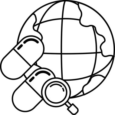 Bir hap bir büyüteçle bir kürede gösterilir. Hap bir ilaçtır ve dünya da dünyadır. Hap detaylarını göstermek için büyütülüyor.