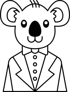 Takım elbiseli ve kravatlı bir adamın siyah beyaz çizimi. Adam papyon takıyor ve yüzünde kocaman bir gülümseme var.