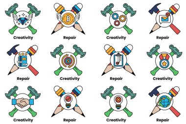 Çekiçler ve kalemler de dahil olmak üzere 