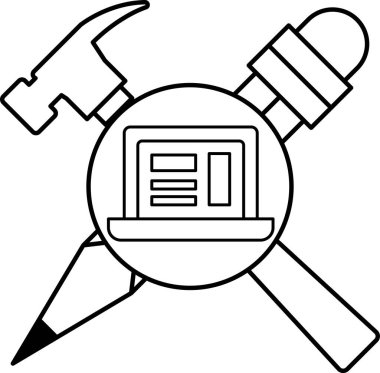 Bir çekiç, bir kalem ve bir ingiliz anahtarı hepsi bir daire şeklinde çizilir. Görüntü bir şey yaratma fikrini temsil eder, ve araçlar bunu yapmak için kullanılır. Sahne yaratıcılıktır.