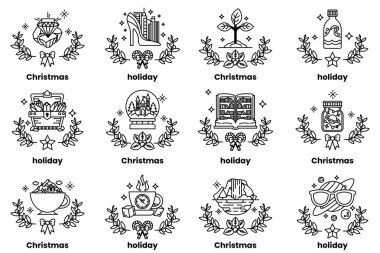 Bir dizi Noel ve bayram temalı simgeler