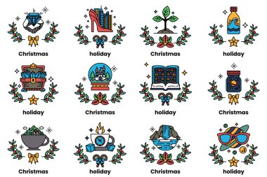 Bir dizi Noel ve bayram temalı simgeler