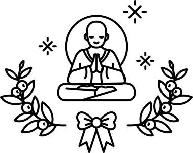 Bir adam bacak bacak üstüne atmış ve haç işareti yapıyor. Bacak bacak üstüne atmış, boynunda yay olan bir adamın görüntüsü.