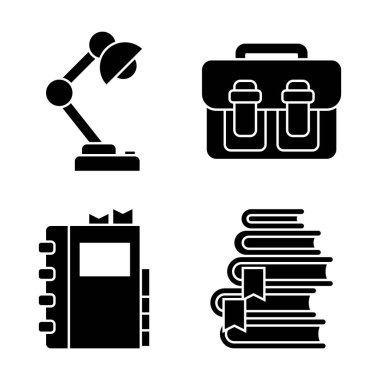 4 to School Vektör Kabartma Simgesi Paketi ve Element