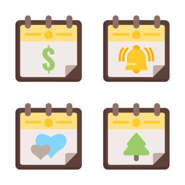 Takvim, Tarih ve Saat Simgesi ve Grafik Element Kaynağı