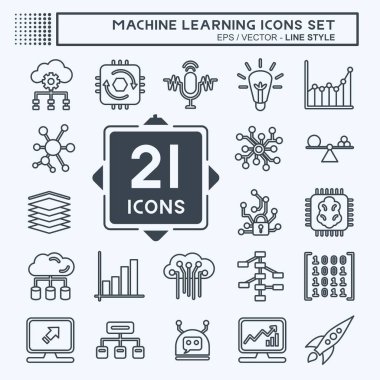 Simge Ayarlama Makinesi Öğrenme. Makine Öğrenme sembolüyle ilgili. Sıra tarzı. Basit dizayn edilebilir. Basit bir çizim. Basit vektör simgeleri