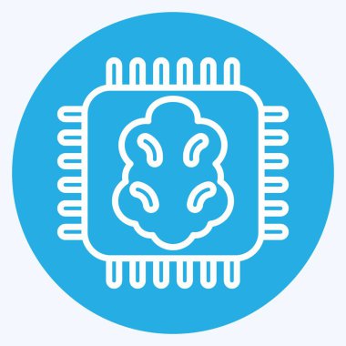 Simge Yapay Zekası. Makine Öğrenme sembolüyle ilgili. Mavi gözlü. Basit dizayn edilebilir. Basit bir çizim. Basit vektör simgeleri