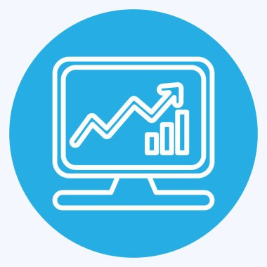 Simge İş Analizleri. Makine Öğrenme sembolüyle ilgili. Mavi gözlü. Basit dizayn edilebilir. Basit bir çizim. Basit vektör simgeleri