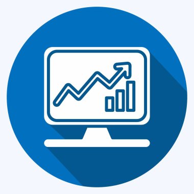Simge İş Analizleri. Makine Öğrenme sembolüyle ilgili. Uzun gölge tarzı. Basit dizayn edilebilir. Basit bir çizim. Basit vektör simgeleri