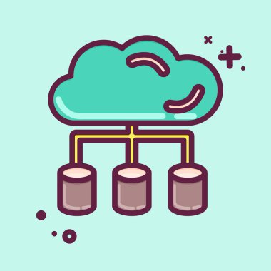 Simge Büyük Veri. Makine Öğrenme sembolüyle ilgili. MBE tarzı. Basit dizayn edilebilir. Basit bir çizim. Basit vektör simgeleri