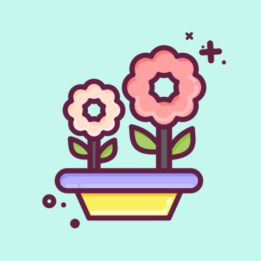 Simge Çiçekleri. Flora sembolüyle ilgili. MBE tarzı. Basit bir çizim. Bitki. Meşe ağacı. Yaprak. gül