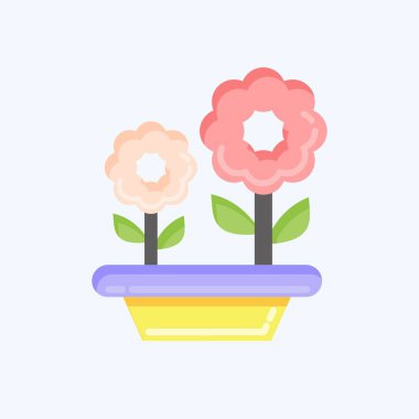 Simge Çiçekleri. Flora sembolüyle ilgili. Düz stil. Basit bir çizim. Bitki. Meşe ağacı. Yaprak. gül