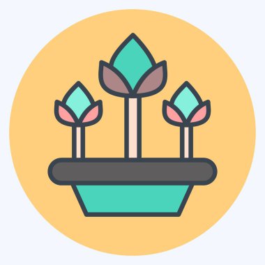 Simge laleleri. Flora sembolüyle ilgili. renk arkadaşı stili. Basit bir çizim. Bitki. Meşe ağacı. Yaprak. gül