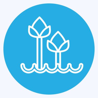 Flora sembolüyle ilgili Icon laleleri 2. Mavi gözlü. Basit bir çizim. Bitki. Meşe ağacı. Yaprak. gül