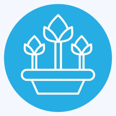 Simge laleleri. Flora sembolüyle ilgili. Mavi gözlü. Basit bir çizim. Bitki. Meşe ağacı. Yaprak. gül