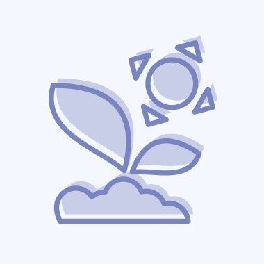 Icon Sprout 3 Flora sembolüyle bağlantılı. İki ton stili. Basit bir çizim. Bitki. Meşe ağacı. Yaprak. gül