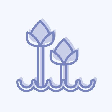 Flora sembolüyle ilgili Icon laleleri 2. İki ton stili. Basit bir çizim. Bitki. Meşe ağacı. Yaprak. gül