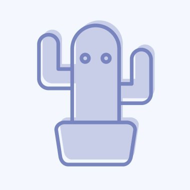 Flora sembolüyle ilişkili Icon Kaktüsü 2. İki ton stili. Basit bir çizim. Bitki. Meşe ağacı. Yaprak. gül