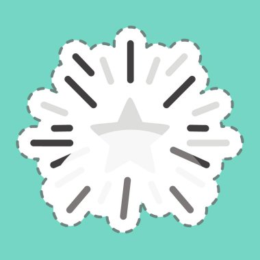 Çıkartma çizgisi Star with Rays 'i kesti. Yıldızların sembolüyle ilgili. Basit dizayn edilebilir. Basit bir çizim. Basit vektör simgeleri