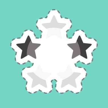 Çıkartma çizgisi 5 yıldızı kesmiş. Yıldızların sembolüyle ilgili. Basit dizayn edilebilir. Basit bir çizim. Basit vektör simgeleri