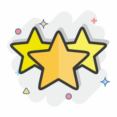 Simge Üç Yıldızlar. Yıldızların sembolüyle ilgili. Çizgi roman tarzı. Basit dizayn edilebilir. Basit bir çizim. Basit vektör simgeleri