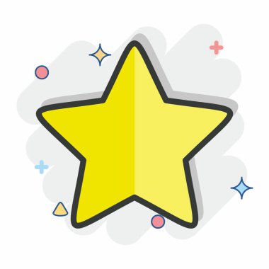 Icon Star 2, Yıldız sembolü ile ilgili. Çizgi roman tarzı. Basit dizayn edilebilir. Basit bir çizim. Basit vektör simgeleri