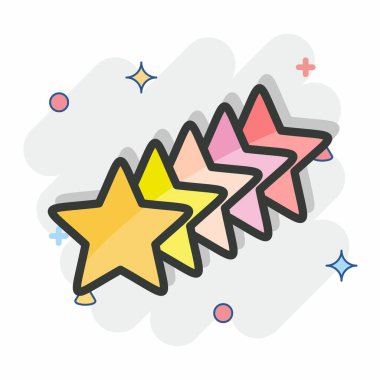 Simge S Yıldızları. Yıldızların sembolüyle ilgili. Çizgi roman tarzı. Basit dizayn edilebilir. Basit bir çizim. Basit vektör simgeleri