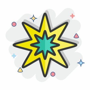 Simge Sekiz Noktalı Yıldız. Yıldızların sembolüyle ilgili. Çizgi roman tarzı. Basit dizayn edilebilir. Basit bir çizim. Basit vektör simgeleri