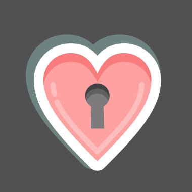 Çıkartma Kilidi Kalbi. Sevgililer Günü sembolüyle ilgili. Basit dizayn edilebilir. Basit resimleme