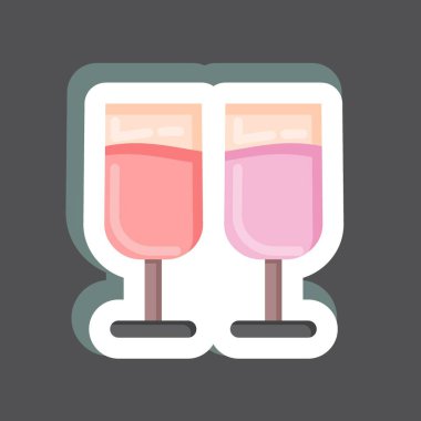 Sticker Chin-chin. Sevgililer Günü sembolüyle ilgili. Basit dizayn edilebilir. Basit resimleme